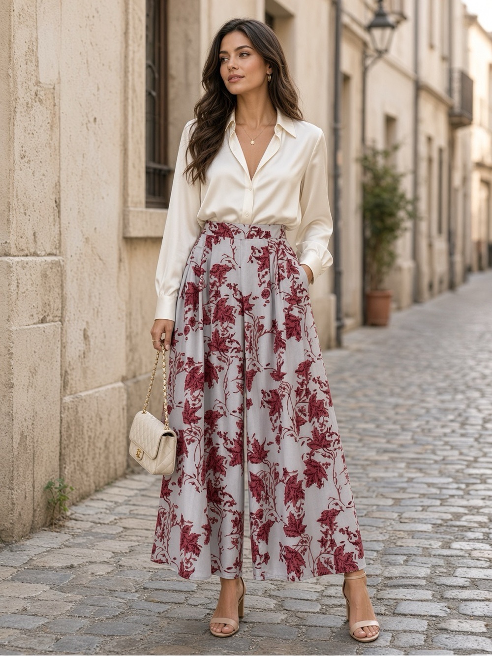 Club Monaco Floral High Rise Wide Leg Silk Blend Lined Pantalon Pants 2 NWOT